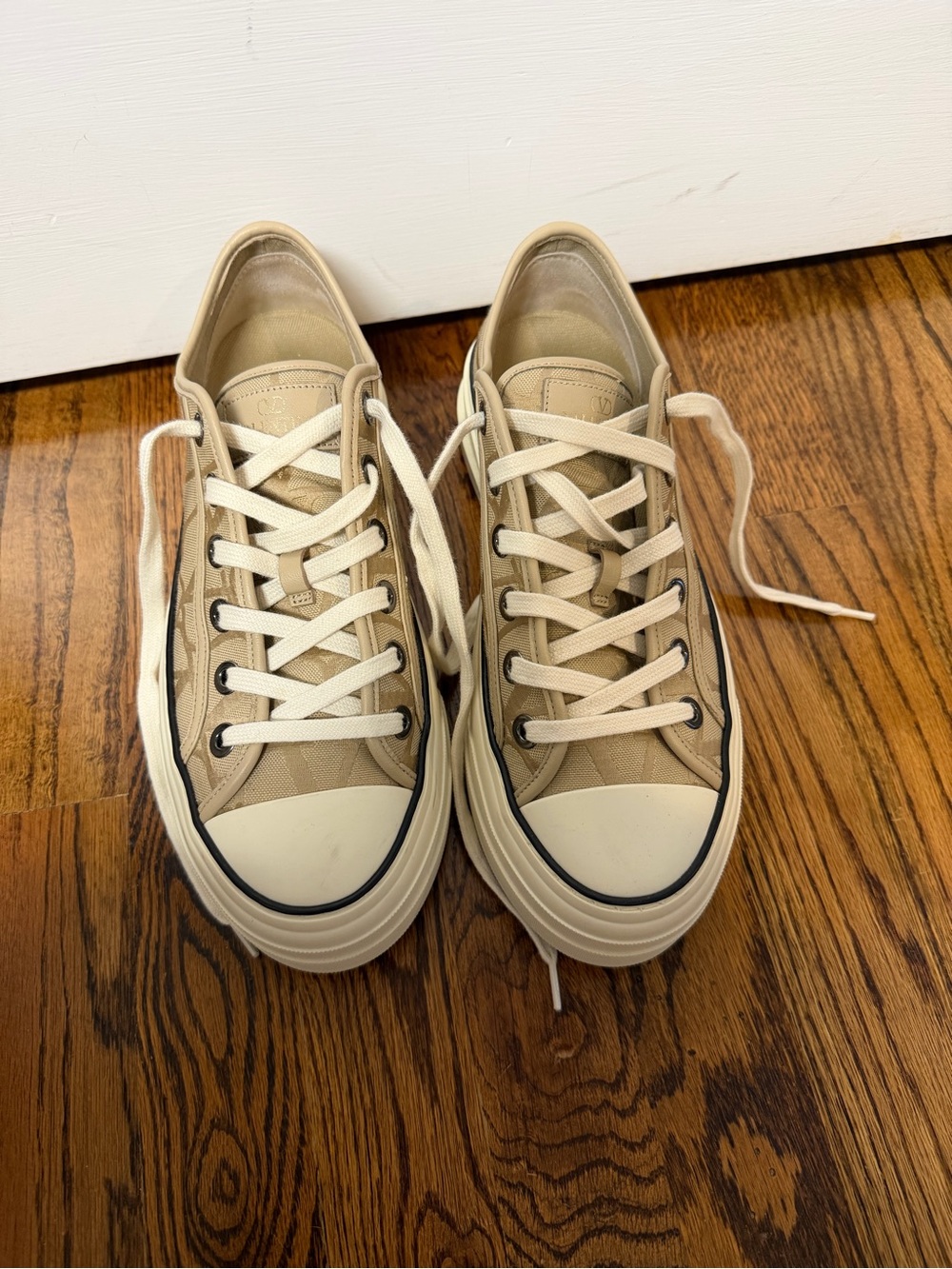 Valentino Canvas Low-Top Sneakers in Beige